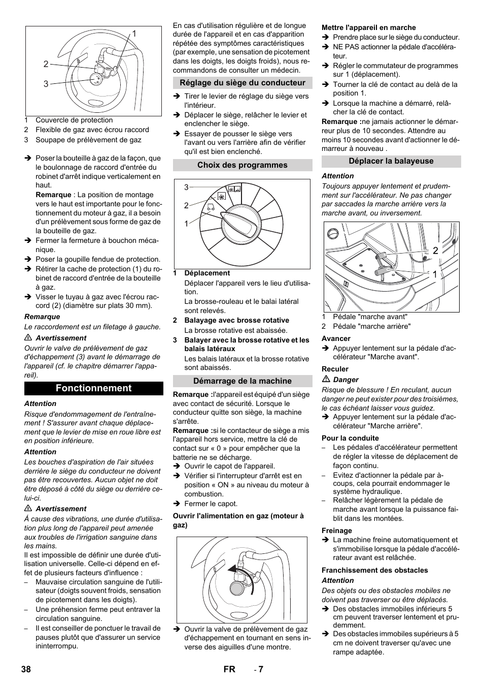 Fonctionnement | Karcher Balayeuse KM 90-60 R Lpg Adv User Manual | Page 38 / 432