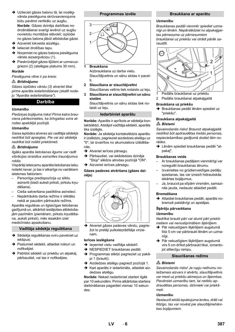 Darbība | Karcher Balayeuse KM 90-60 R Lpg Adv User Manual | Page 387 / 432