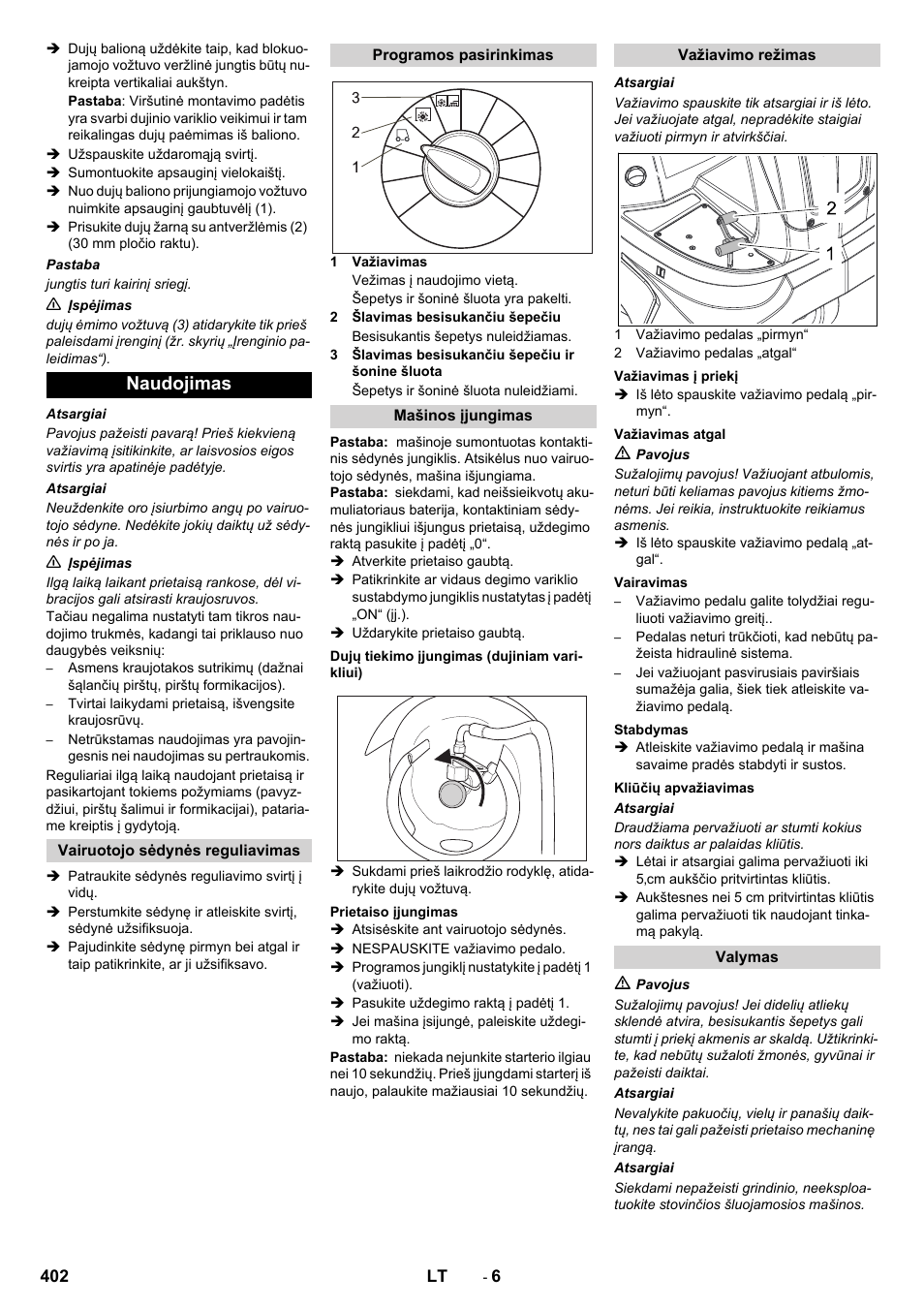 Naudojimas | Karcher Balayeuse KM 90-60 R Lpg Adv User Manual | Page 402 / 432