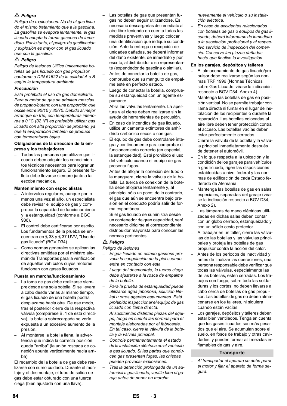 84 es | Karcher Balayeuse KM 90-60 R Lpg Adv User Manual | Page 84 / 432