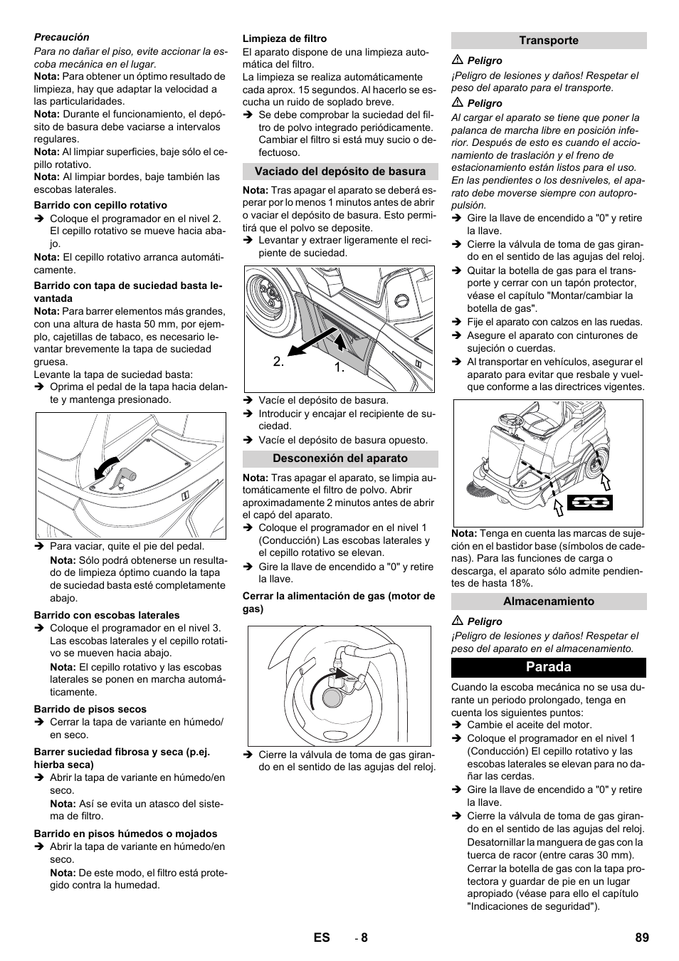 Parada | Karcher Balayeuse KM 90-60 R Lpg Adv User Manual | Page 89 / 432