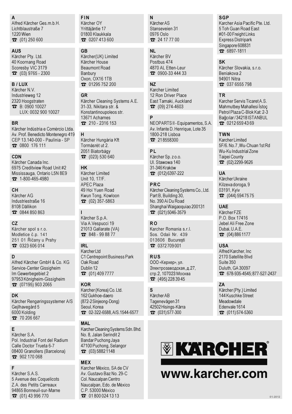 Karcher K 2-185 User Manual | Page 180 / 180