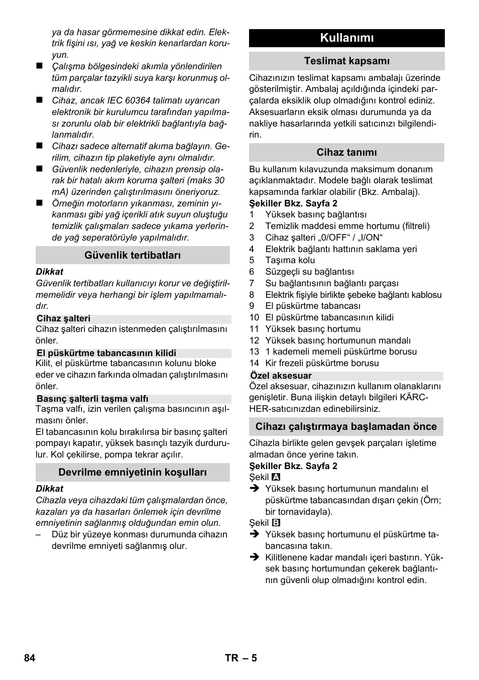 Kullanımı | Karcher K 2-185 User Manual | Page 84 / 180