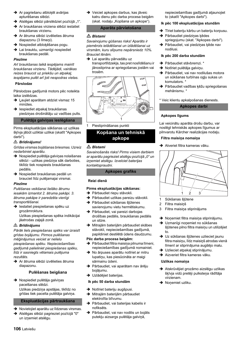 Kopšana un tehniskā apkope | Karcher BDP 50-2000 Rs BP User Manual | Page 106 / 196