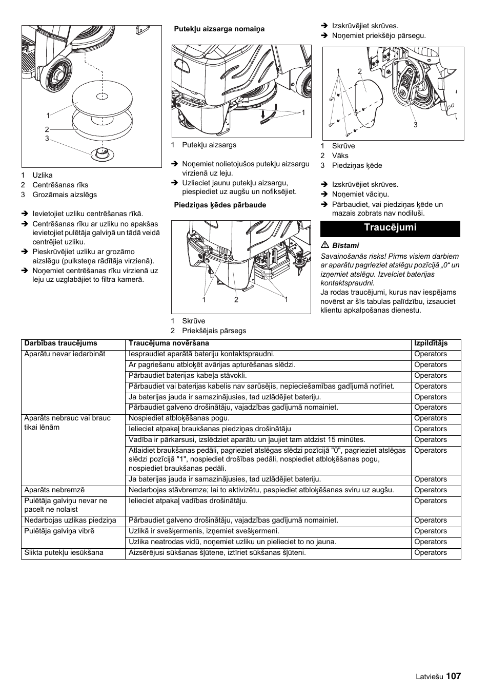 Traucējumi | Karcher BDP 50-2000 Rs BP User Manual | Page 107 / 196