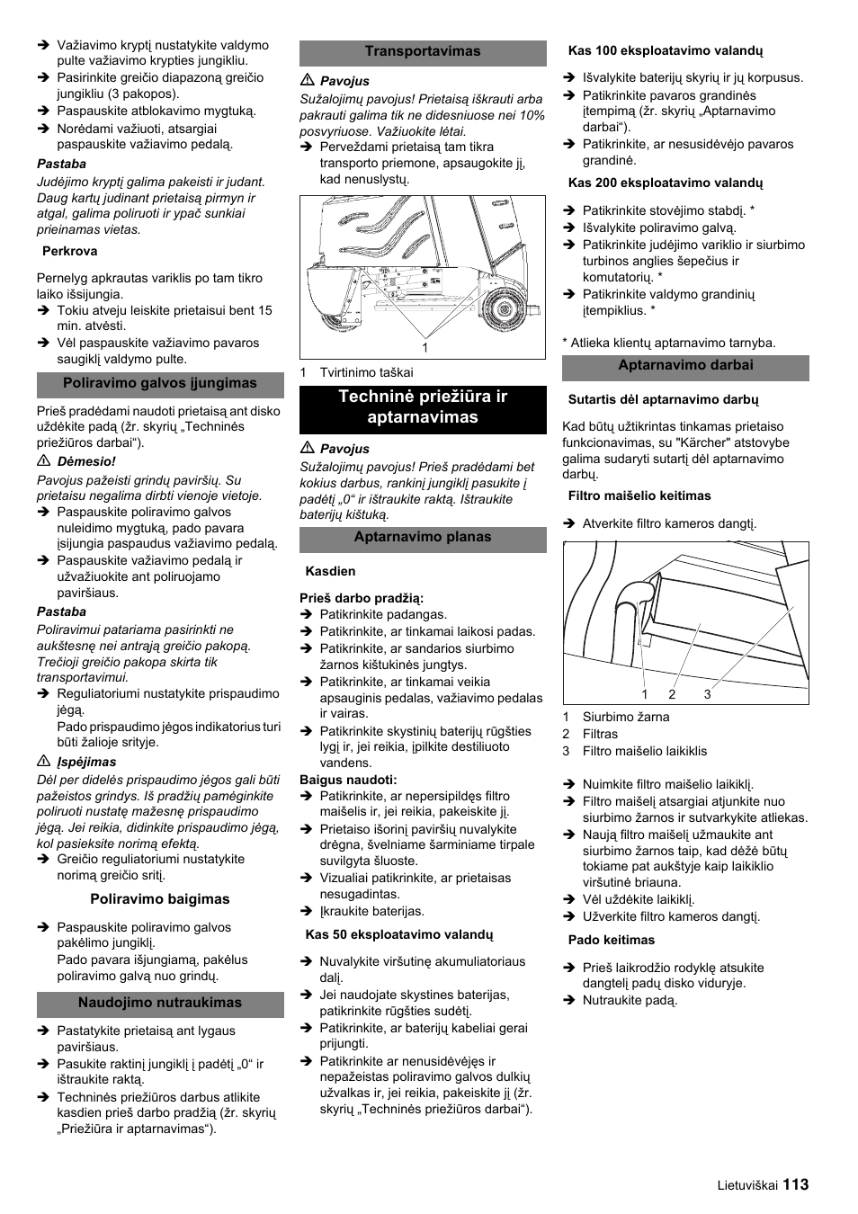 Techninė priežiūra ir aptarnavimas | Karcher BDP 50-2000 Rs BP User Manual | Page 113 / 196