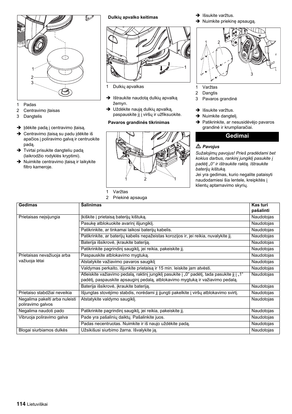 Gedimai | Karcher BDP 50-2000 Rs BP User Manual | Page 114 / 196