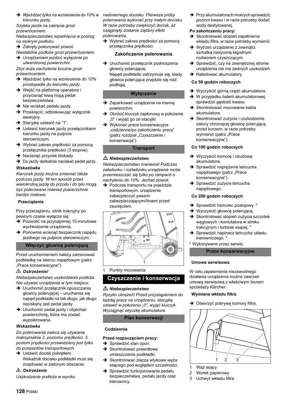 Czyszczenie i konserwacja | Karcher BDP 50-2000 Rs BP User Manual | Page 128 / 196