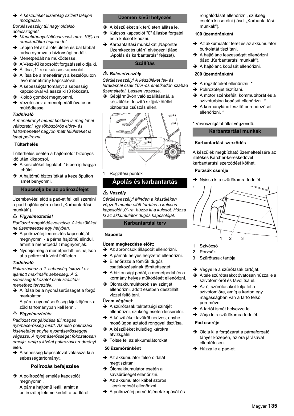 Ápolás és karbantartás | Karcher BDP 50-2000 Rs BP User Manual | Page 135 / 196