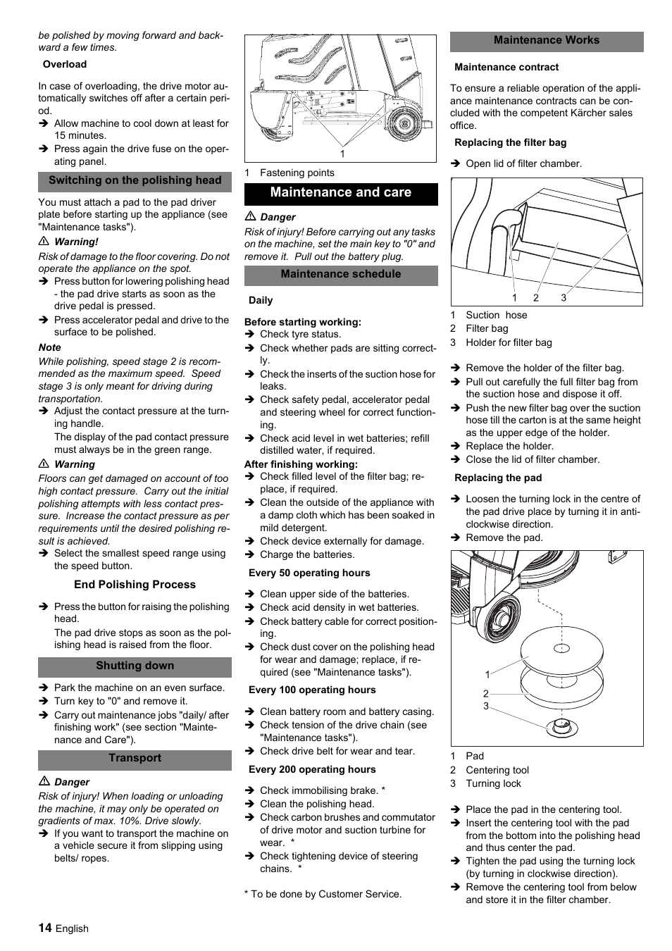 Maintenance and care | Karcher BDP 50-2000 Rs BP User Manual | Page 14 / 196