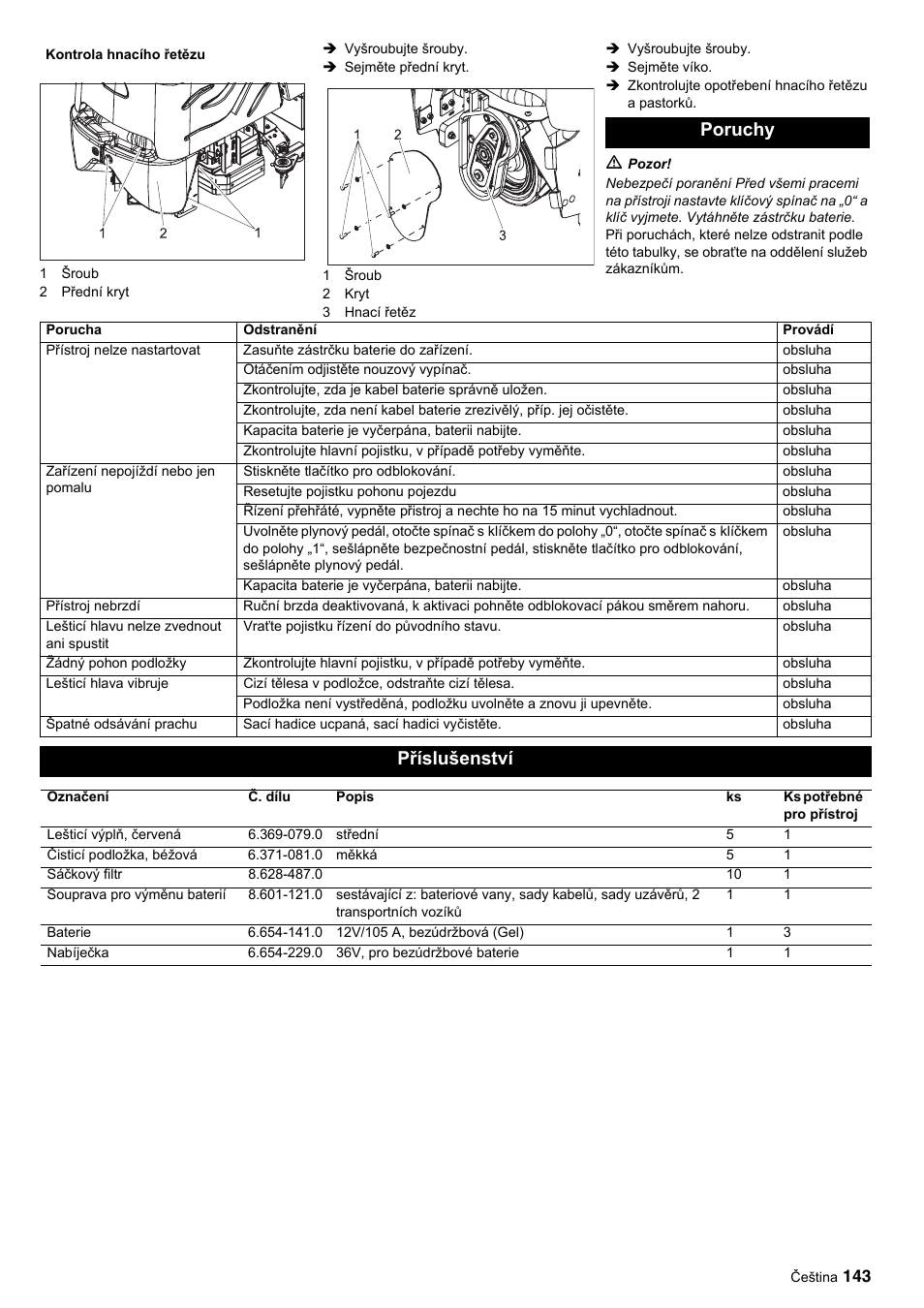 Poruchy, Příslušenství | Karcher BDP 50-2000 Rs BP User Manual | Page 143 / 196