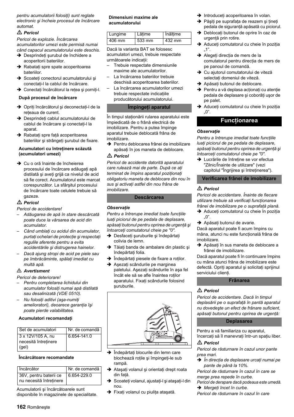 Funcţionarea | Karcher BDP 50-2000 Rs BP User Manual | Page 162 / 196
