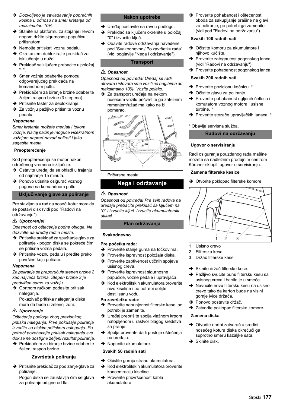 Nega i održavanje | Karcher BDP 50-2000 Rs BP User Manual | Page 177 / 196