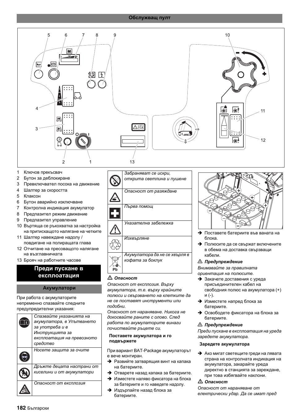 Преди пускане в експлоатация | Karcher BDP 50-2000 Rs BP User Manual | Page 182 / 196