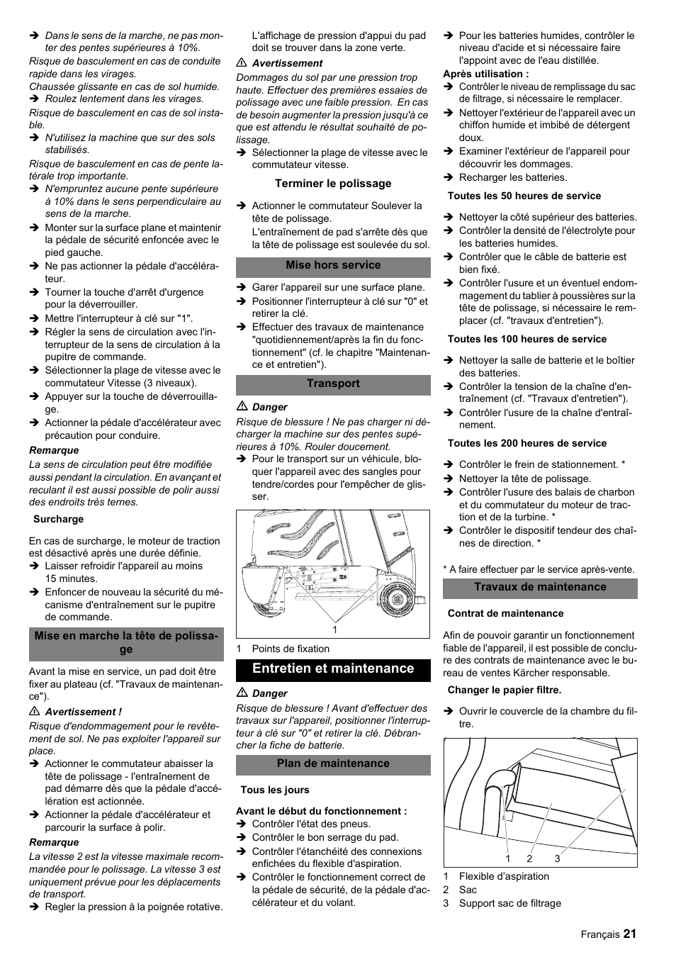 Entretien et maintenance | Karcher BDP 50-2000 Rs BP User Manual | Page 21 / 196