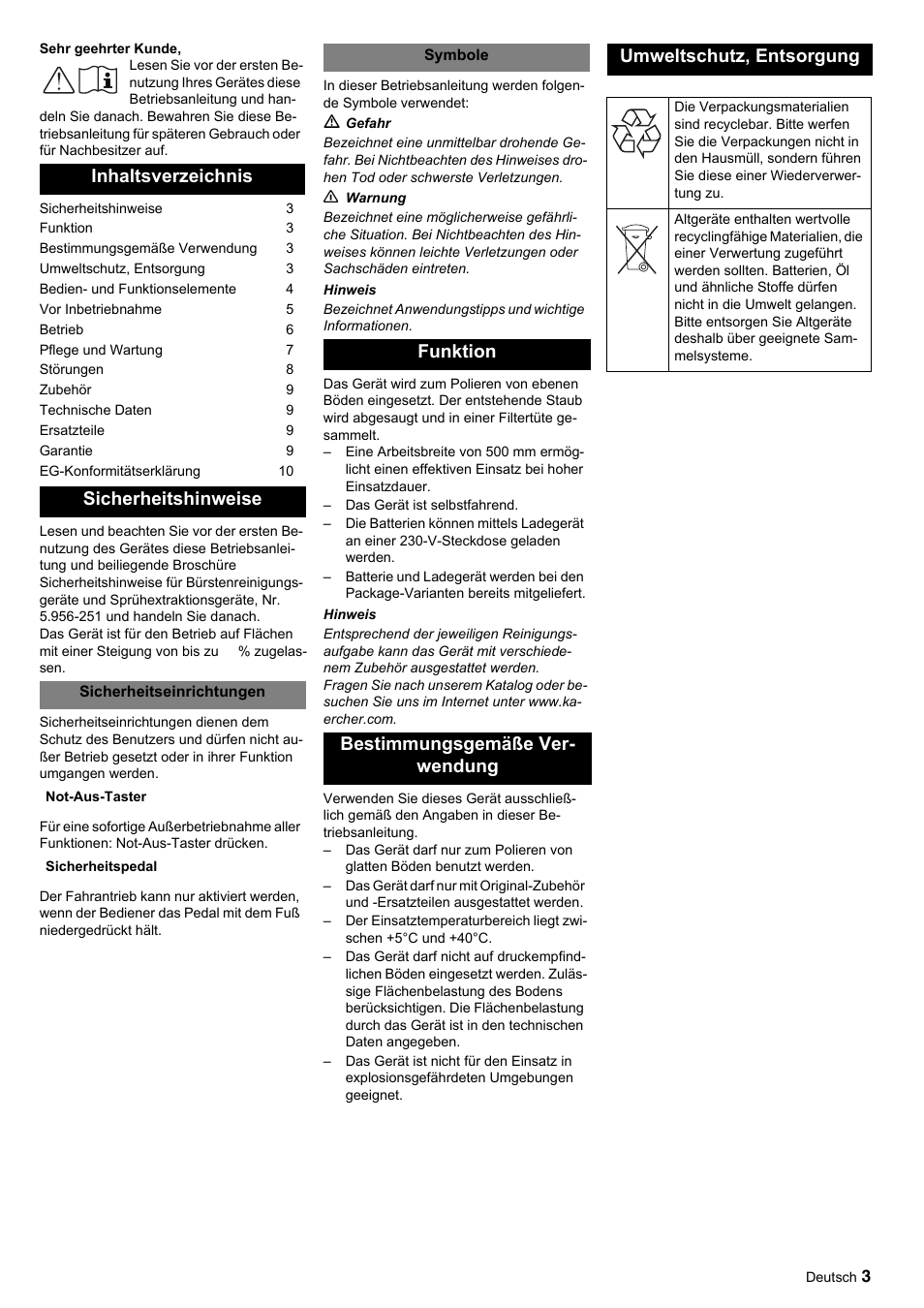 Inhaltsverzeichnis sicherheitshinweise | Karcher BDP 50-2000 Rs BP User Manual | Page 3 / 196