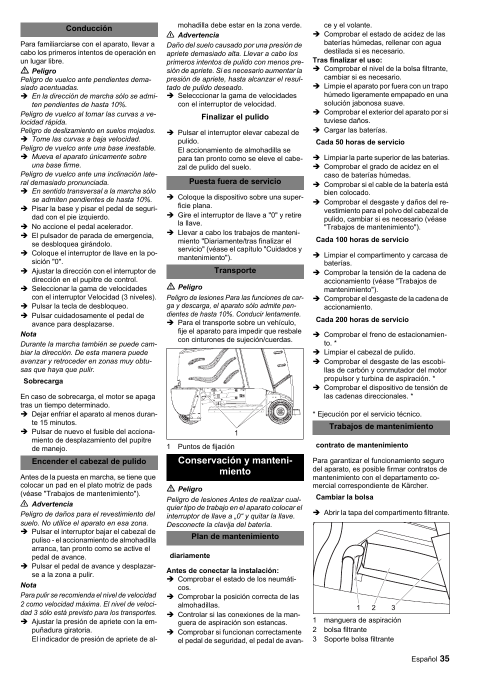 Conservación y manteni- miento | Karcher BDP 50-2000 Rs BP User Manual | Page 35 / 196