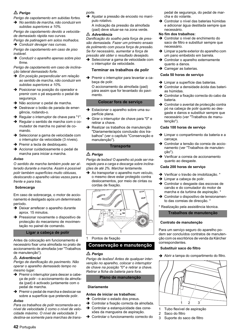 Conservação e manutenção | Karcher BDP 50-2000 Rs BP User Manual | Page 42 / 196