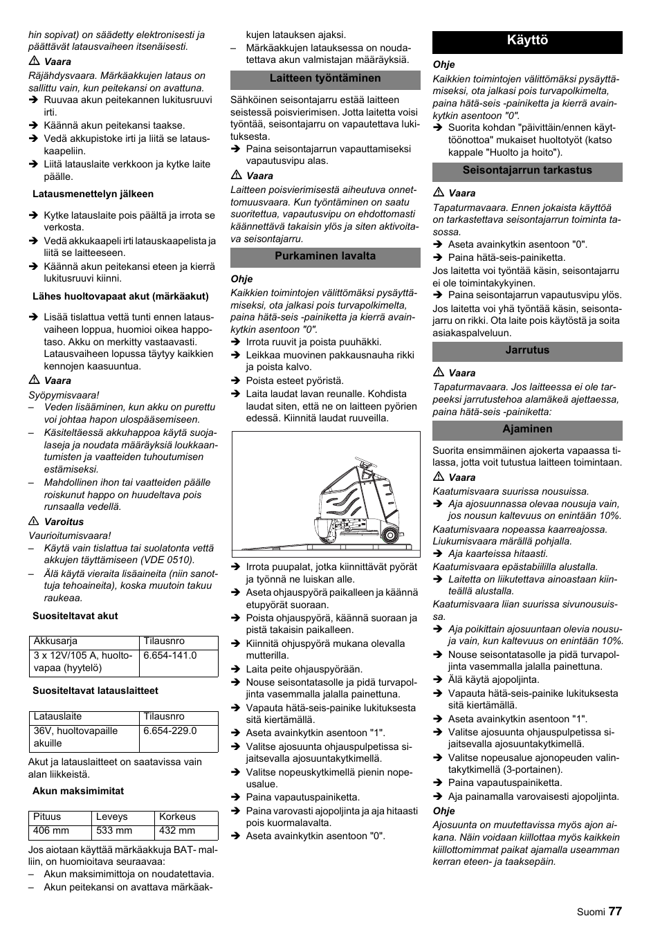 Käyttö | Karcher BDP 50-2000 Rs BP User Manual | Page 77 / 196