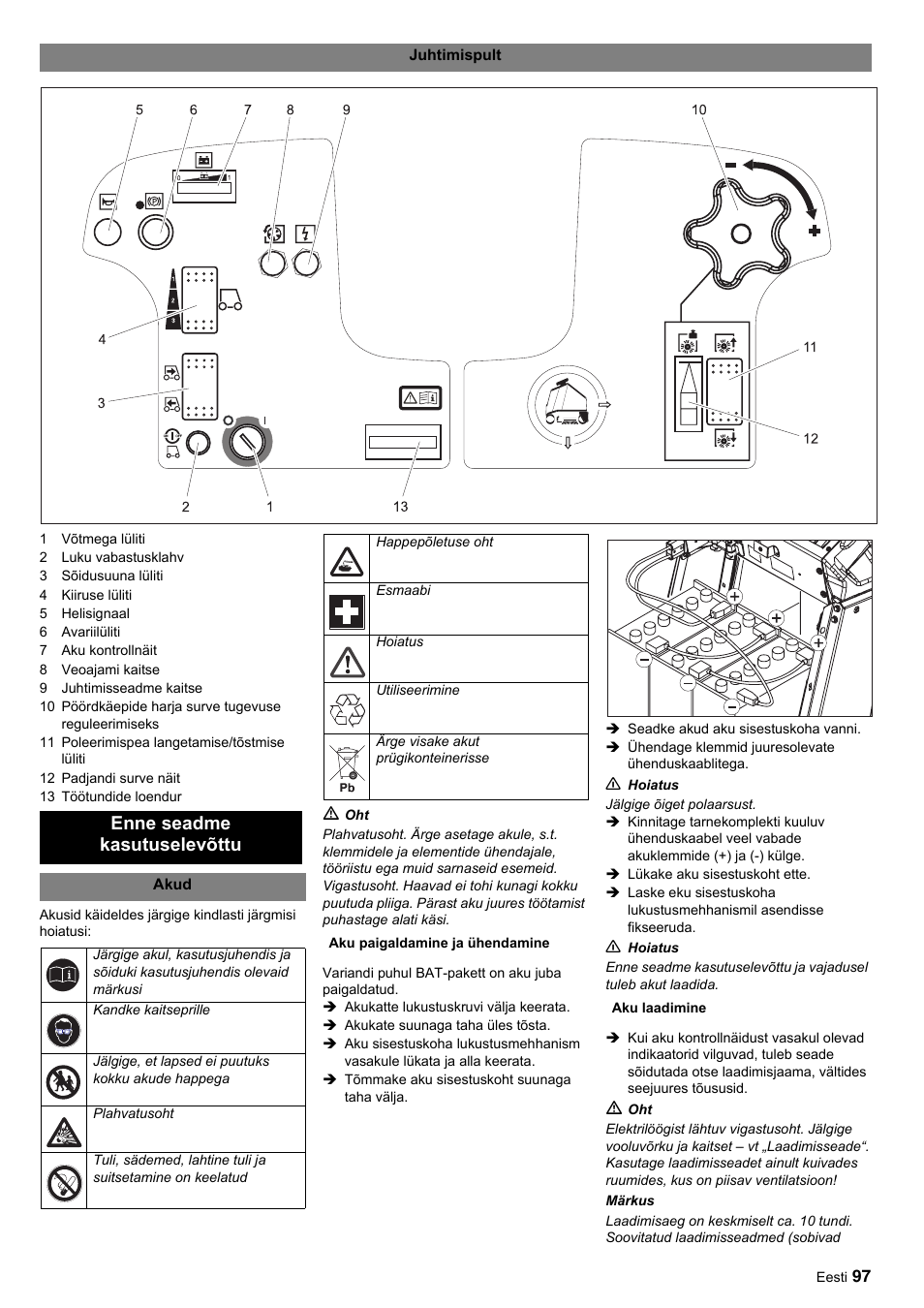 Enne seadme kasutuselevõttu | Karcher BDP 50-2000 Rs BP User Manual | Page 97 / 196