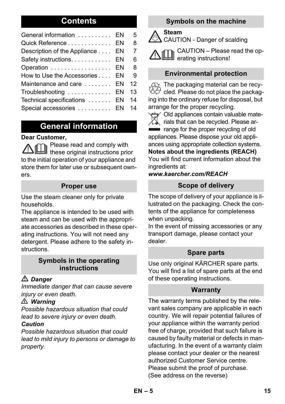 Karcher SC 4-100 CB User Manual | Page 15 / 314