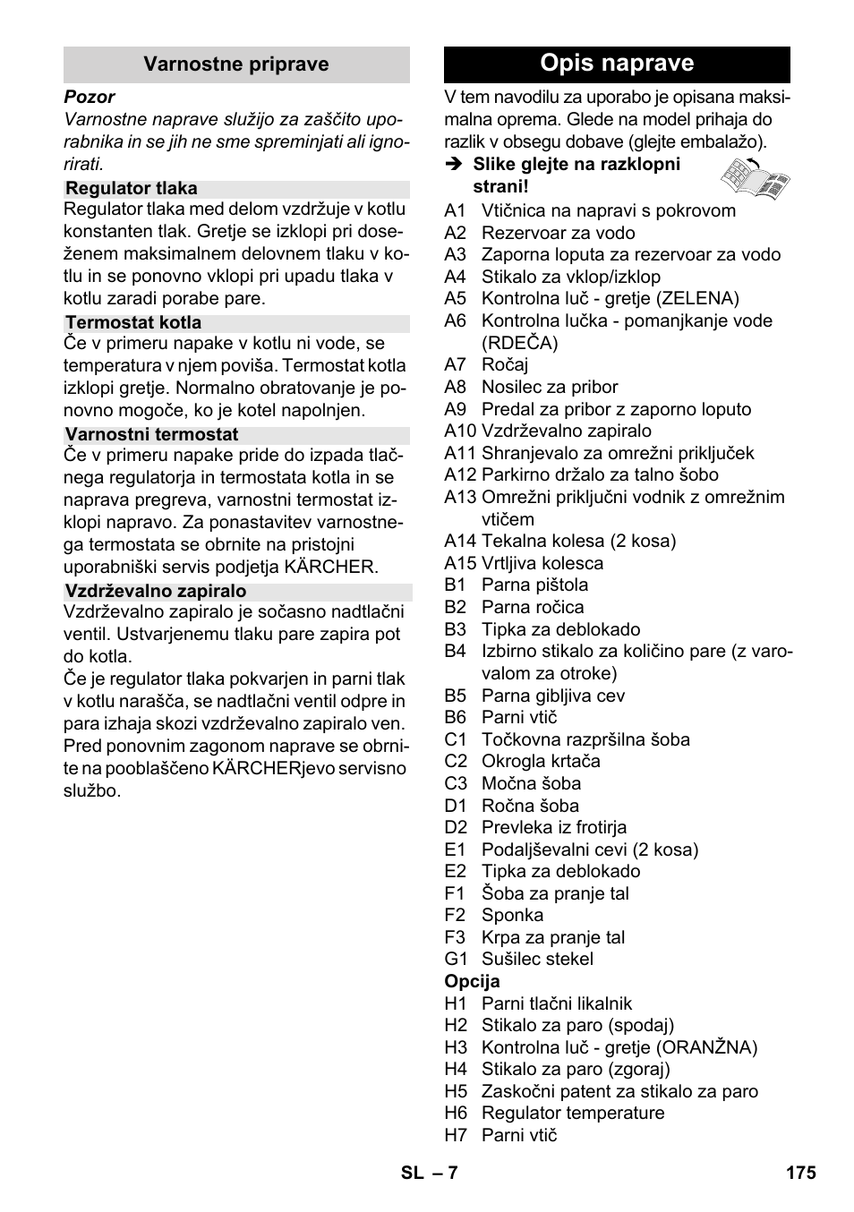 Opis naprave | Karcher SC 4-100 CB User Manual | Page 175 / 314