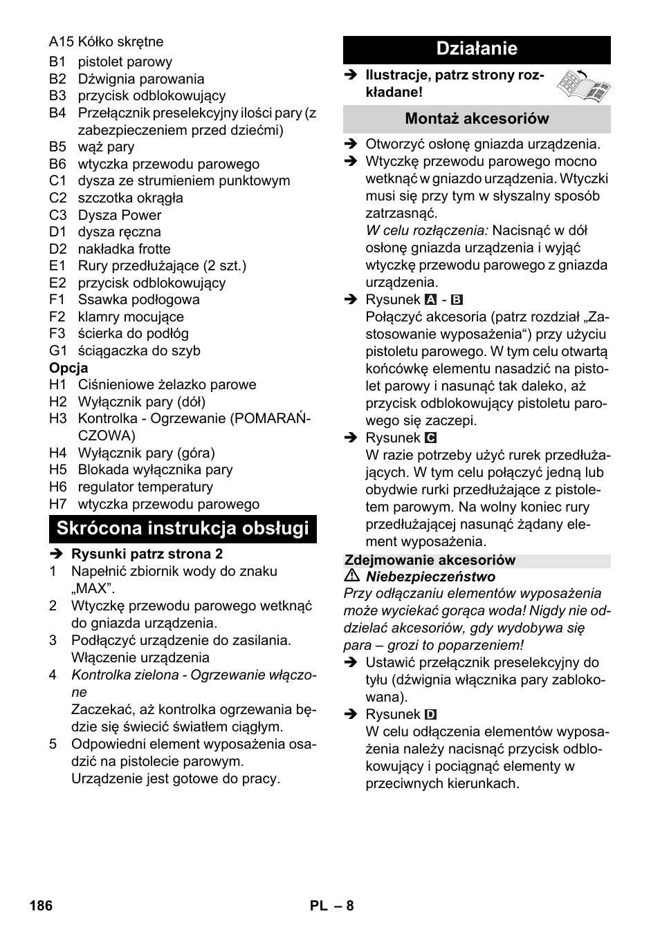 Skrócona instrukcja obsługi działanie | Karcher SC 4-100 CB User Manual | Page 186 / 314
