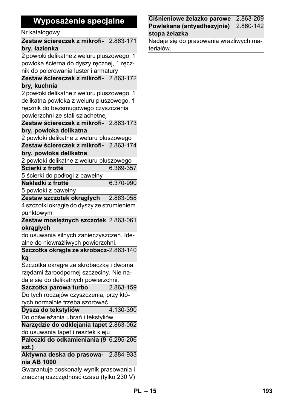 Wyposażenie specjalne | Karcher SC 4-100 CB User Manual | Page 193 / 314