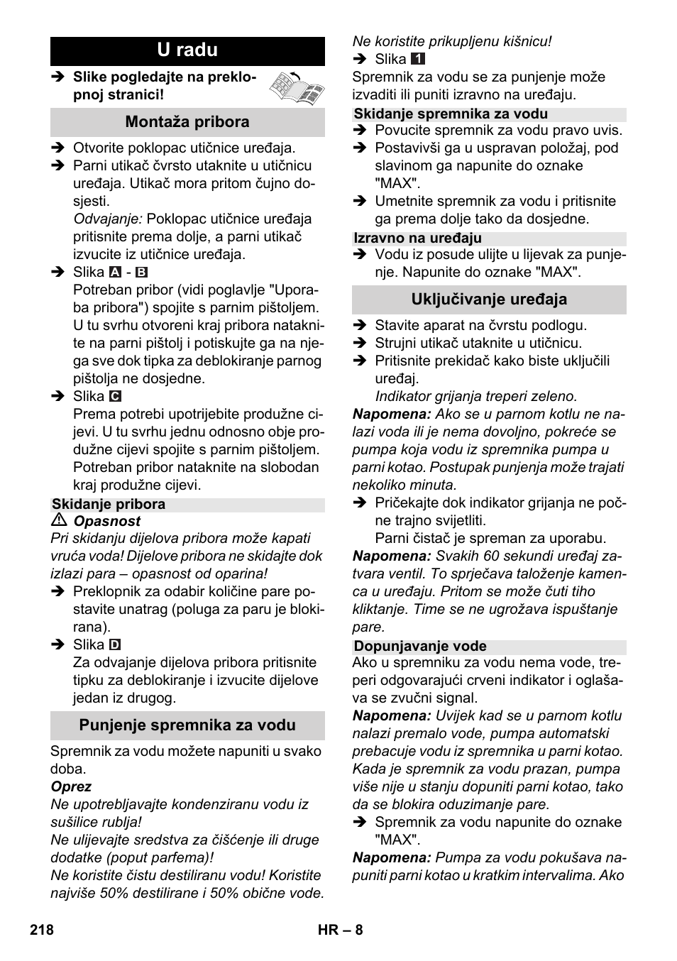 U radu | Karcher SC 4-100 CB User Manual | Page 218 / 314