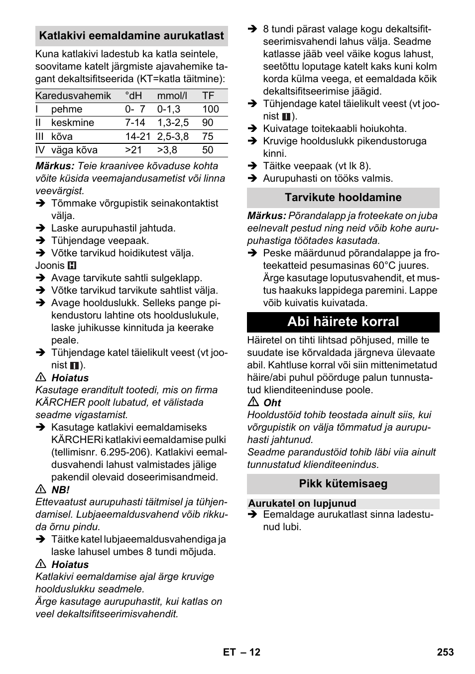 Abi häirete korral | Karcher SC 4-100 CB User Manual | Page 253 / 314