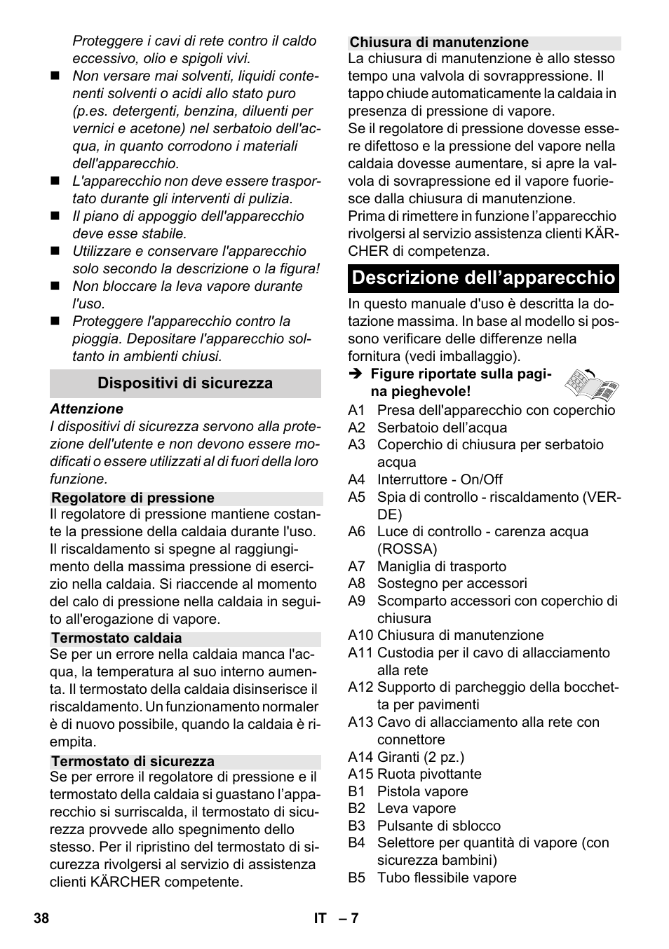 Descrizione dell’apparecchio | Karcher SC 4-100 CB User Manual | Page 38 / 314