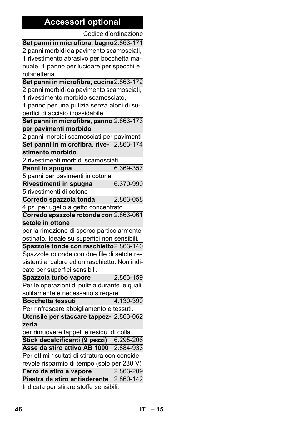 Accessori optional | Karcher SC 4-100 CB User Manual | Page 46 / 314