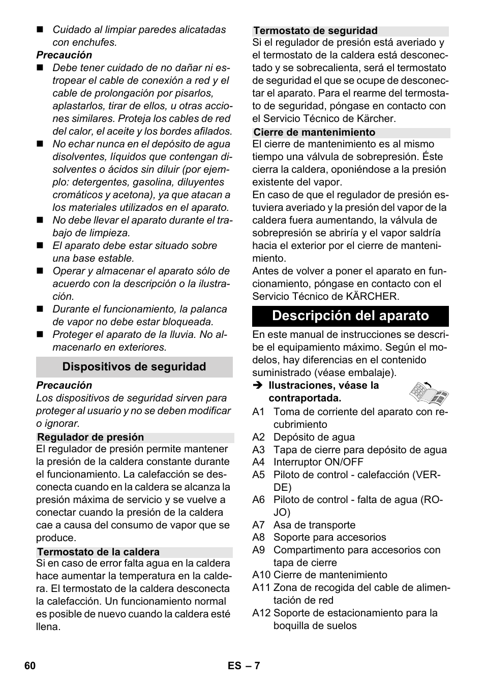 Descripción del aparato | Karcher SC 4-100 CB User Manual | Page 60 / 314