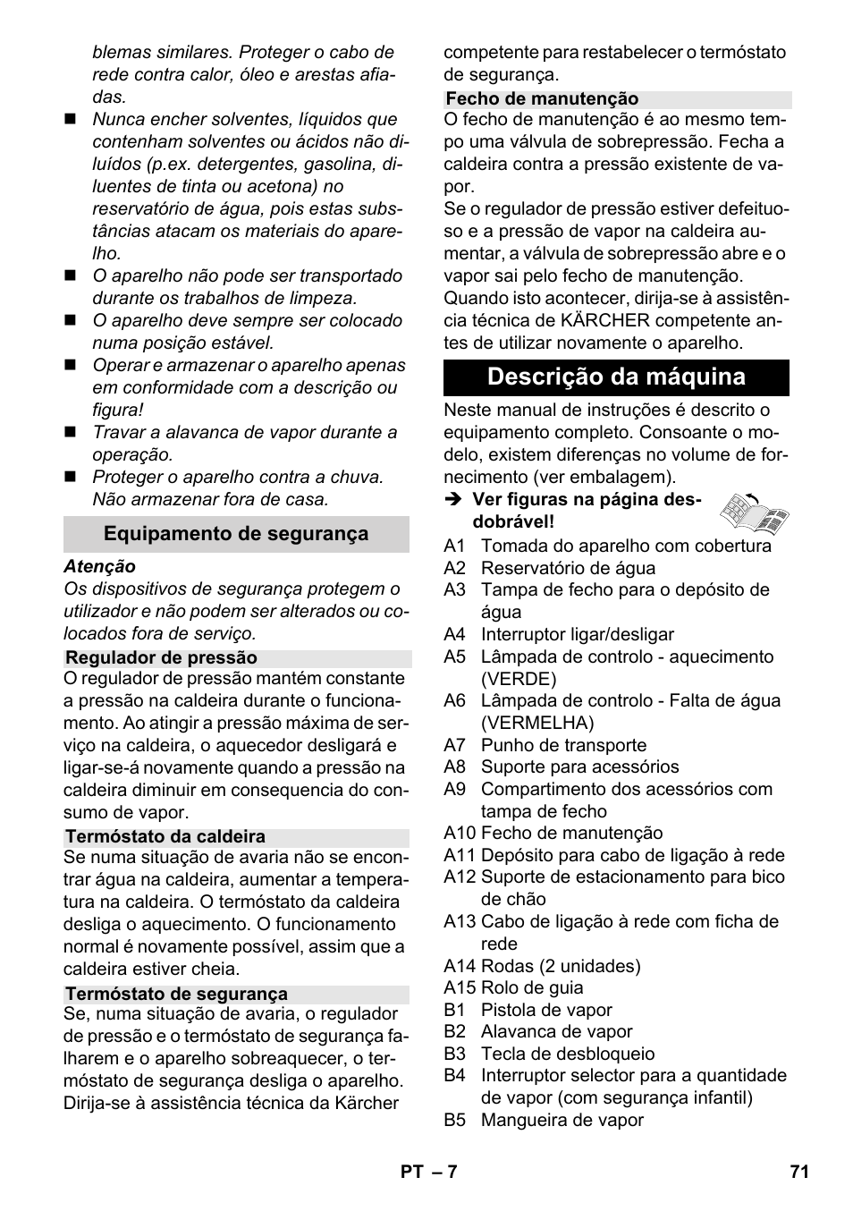 Descrição da máquina | Karcher SC 4-100 CB User Manual | Page 71 / 314