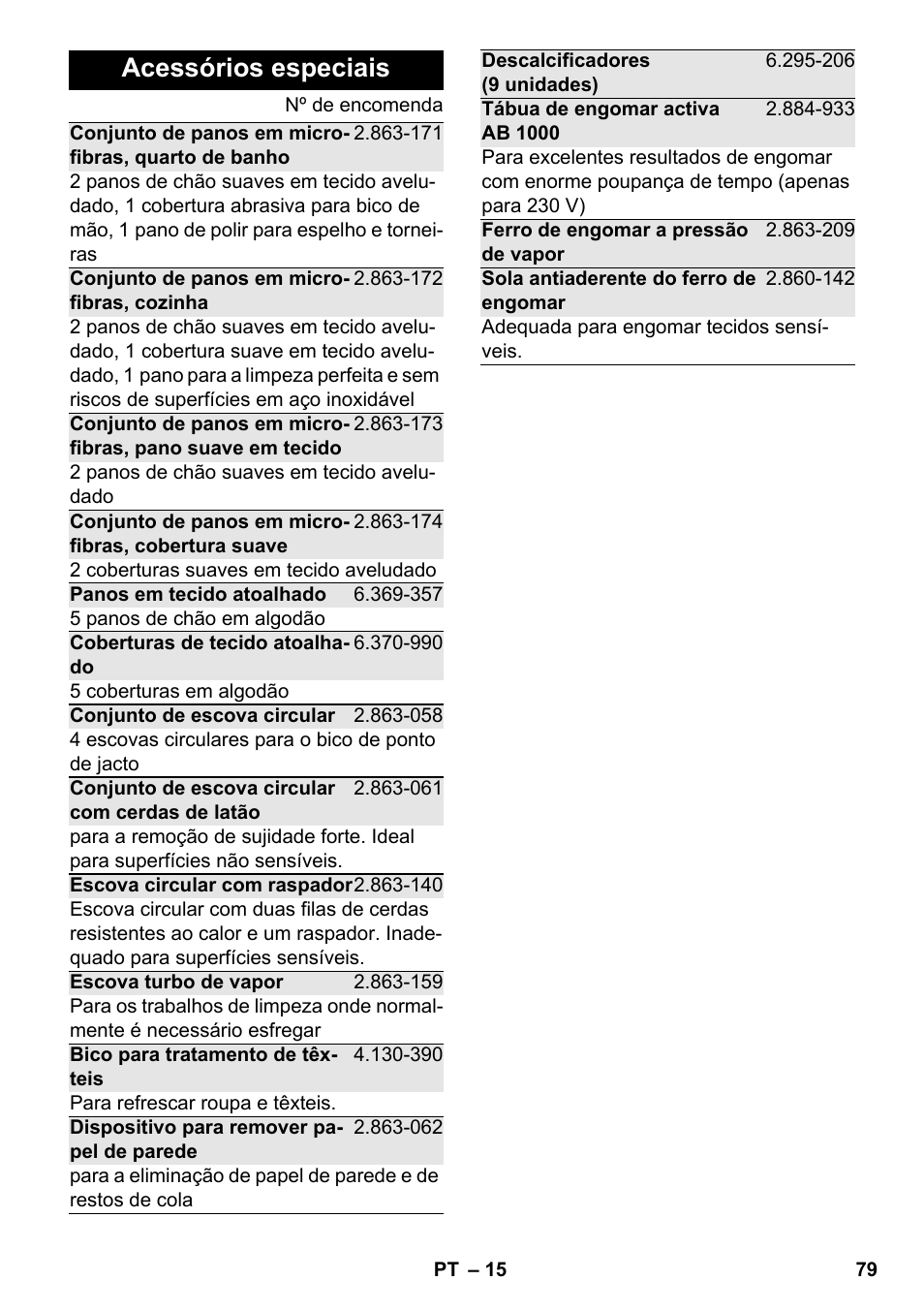 Acessórios especiais | Karcher SC 4-100 CB User Manual | Page 79 / 314