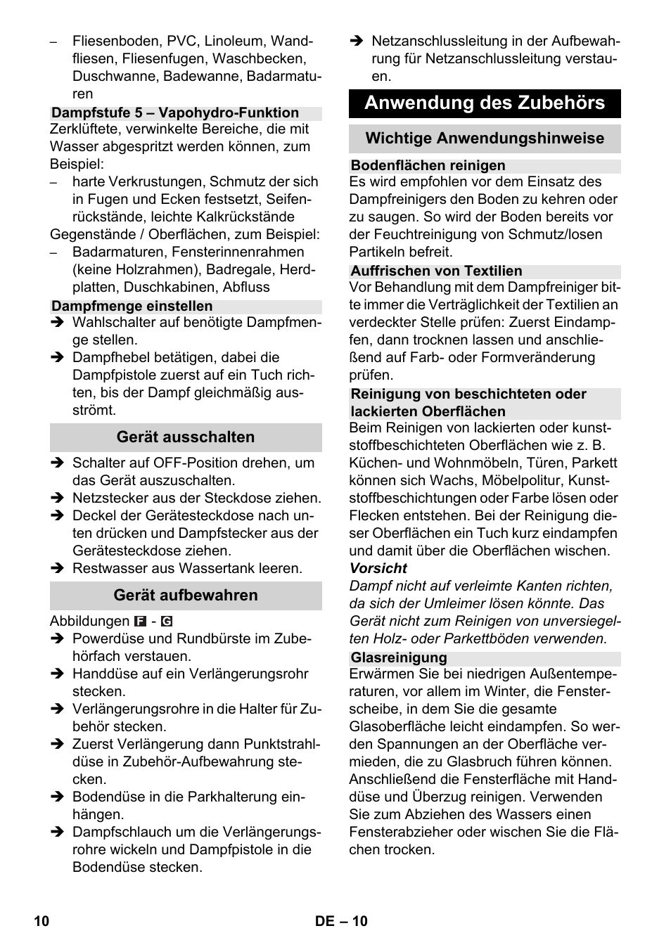 Anwendung des zubehörs | Karcher SC 6-800 C User Manual | Page 10 / 326