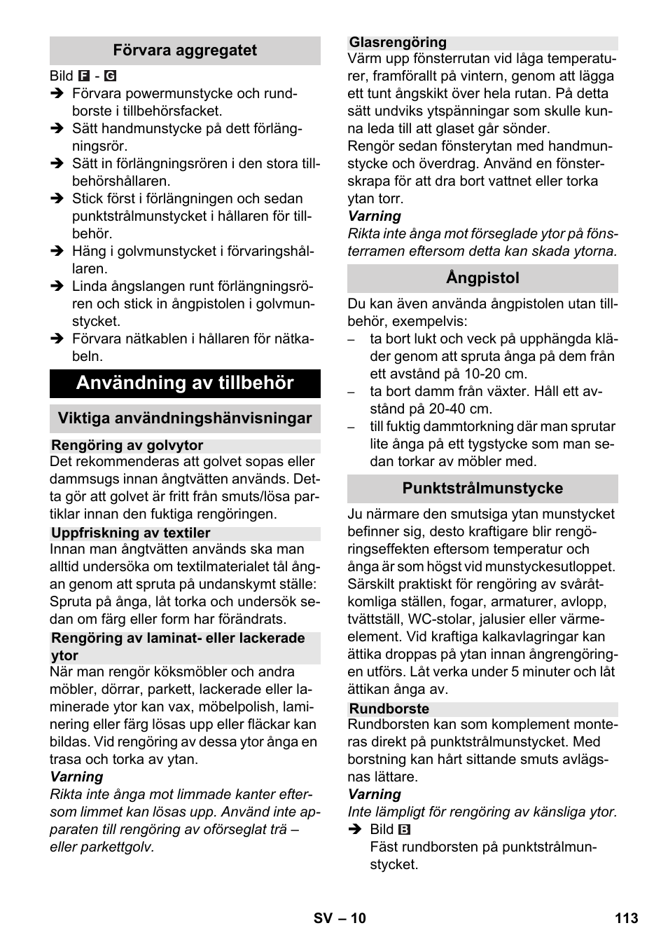 Användning av tillbehör | Karcher SC 6-800 C User Manual | Page 113 / 326