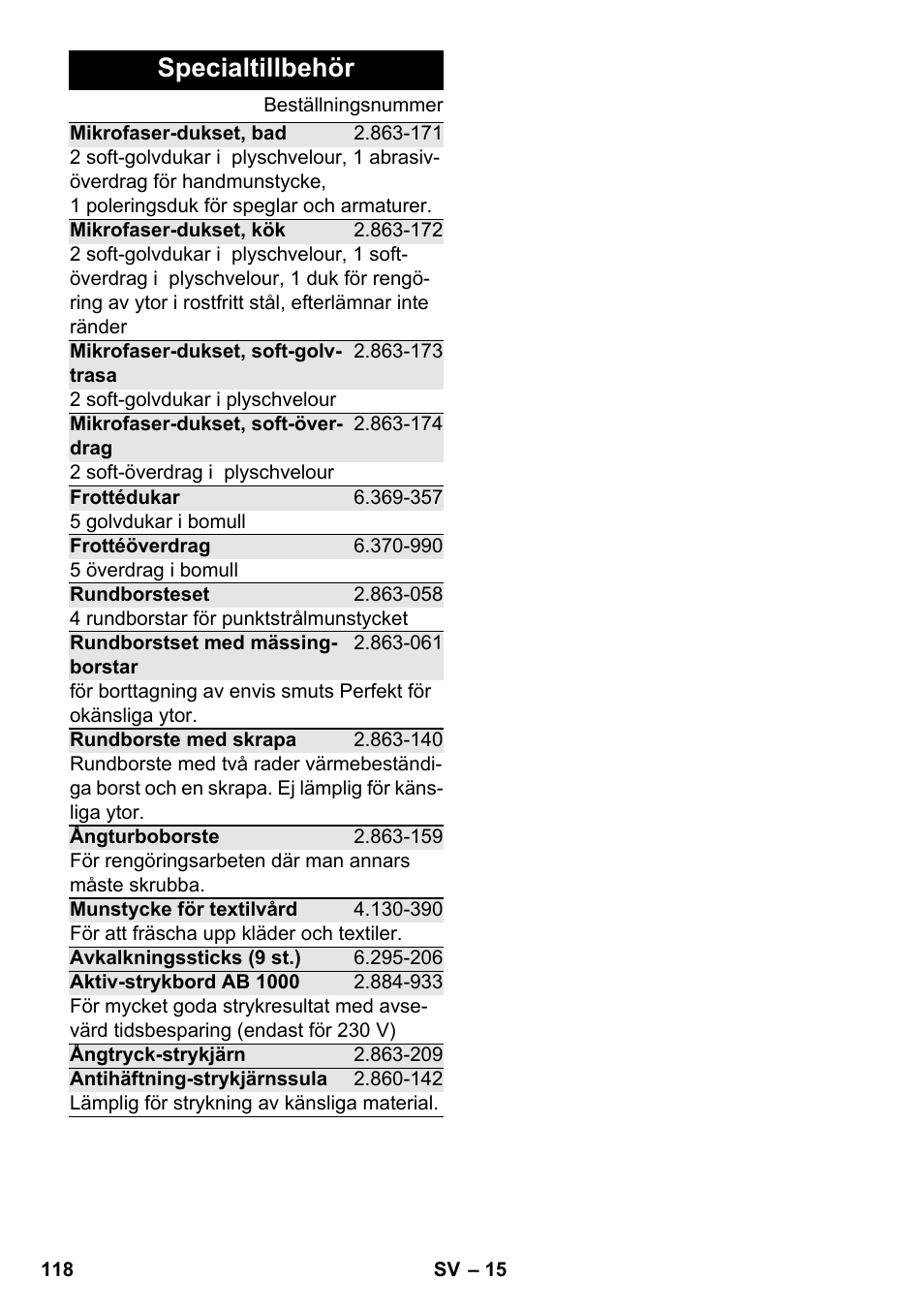 Specialtillbehör | Karcher SC 6-800 C User Manual | Page 118 / 326