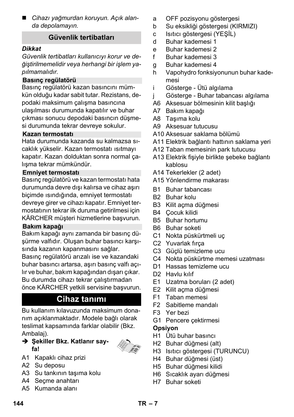 Cihaz tanımı | Karcher SC 6-800 C User Manual | Page 144 / 326