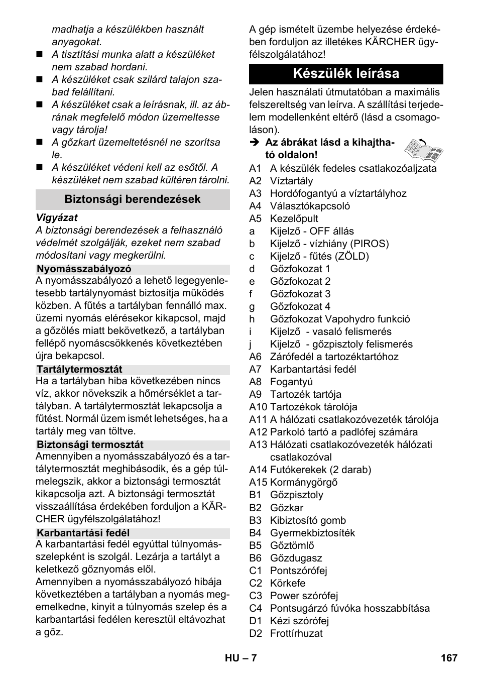 Készülék leírása | Karcher SC 6-800 C User Manual | Page 167 / 326