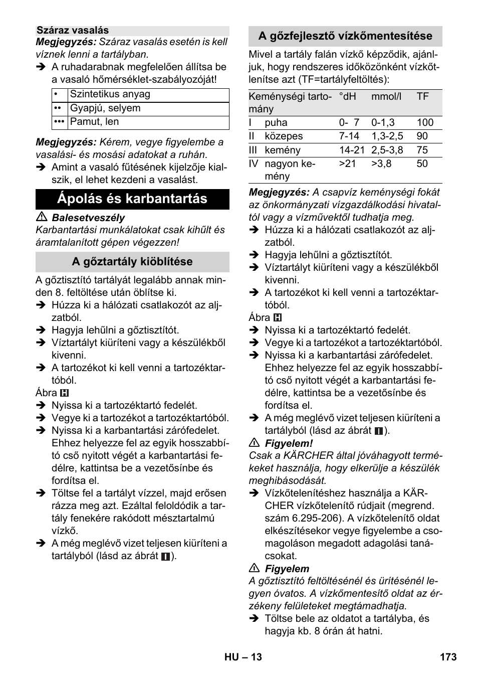 Ápolás és karbantartás | Karcher SC 6-800 C User Manual | Page 173 / 326
