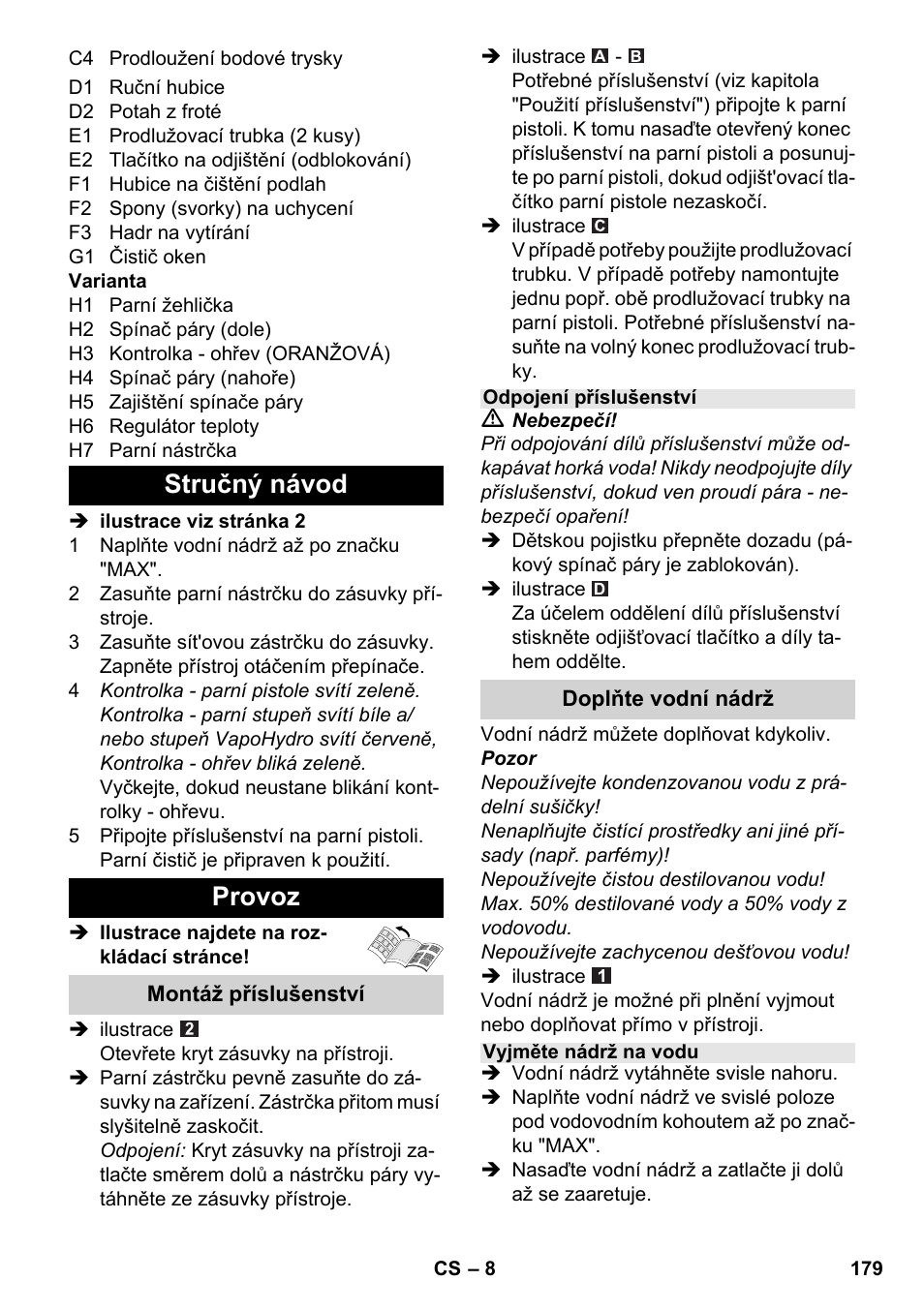 Stručný návod provoz | Karcher SC 6-800 C User Manual | Page 179 / 326