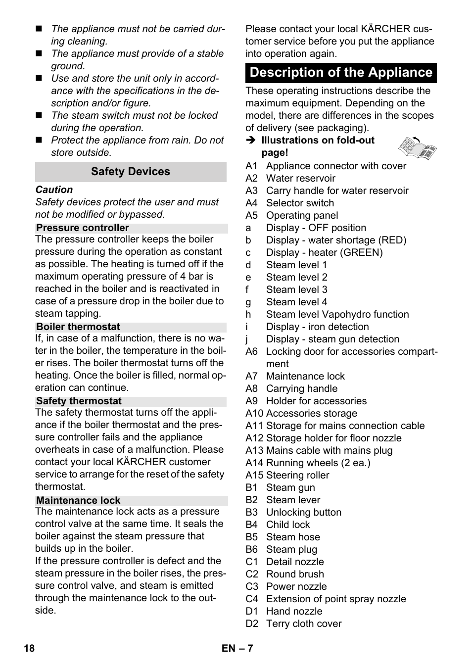 Description of the appliance | Karcher SC 6-800 C User Manual | Page 18 / 326