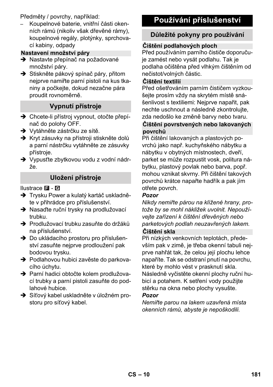 Používání příslušenství | Karcher SC 6-800 C User Manual | Page 181 / 326