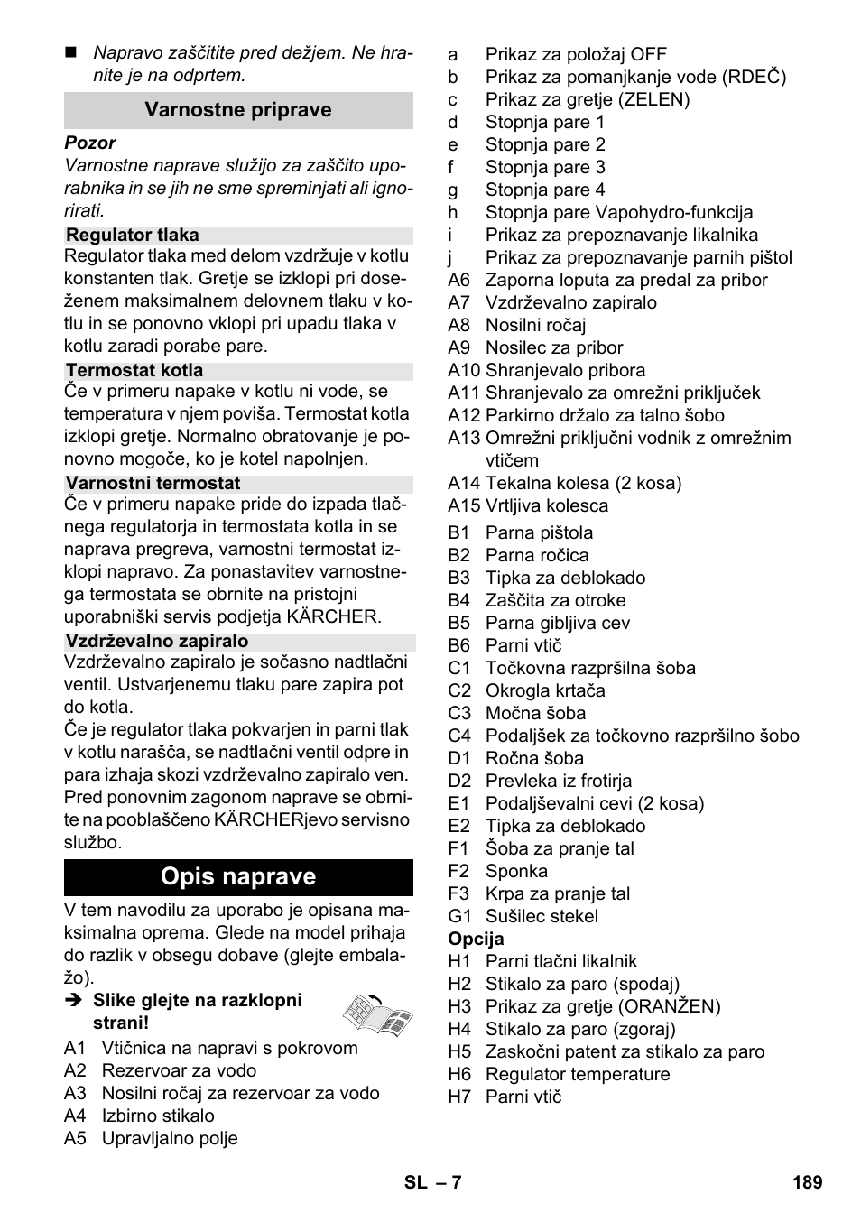 Opis naprave | Karcher SC 6-800 C User Manual | Page 189 / 326