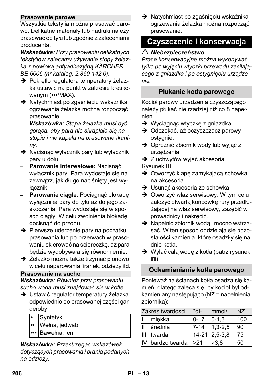 Czyszczenie i konserwacja | Karcher SC 6-800 C User Manual | Page 206 / 326