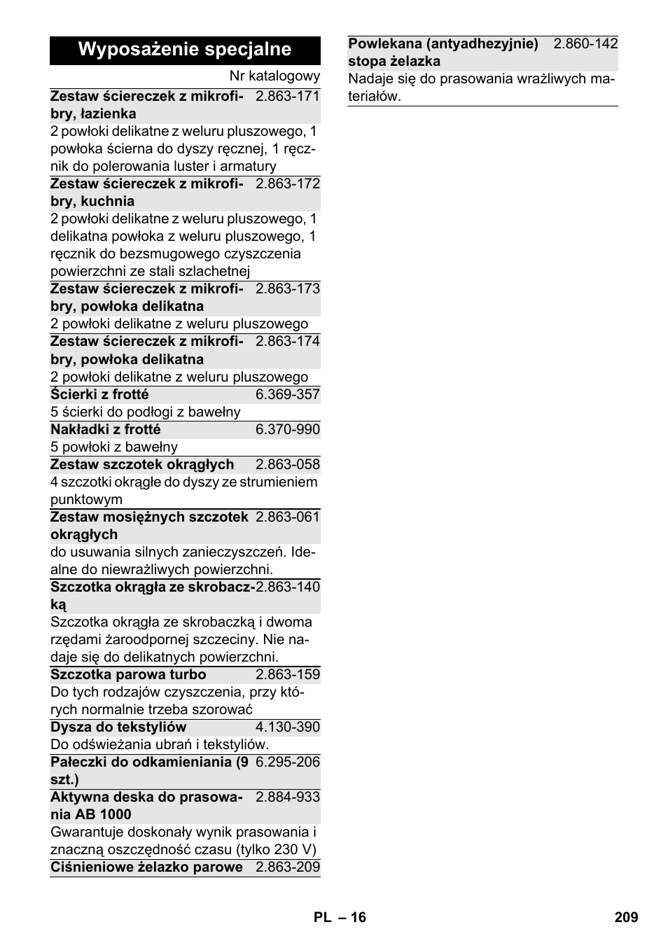 Wyposażenie specjalne | Karcher SC 6-800 C User Manual | Page 209 / 326