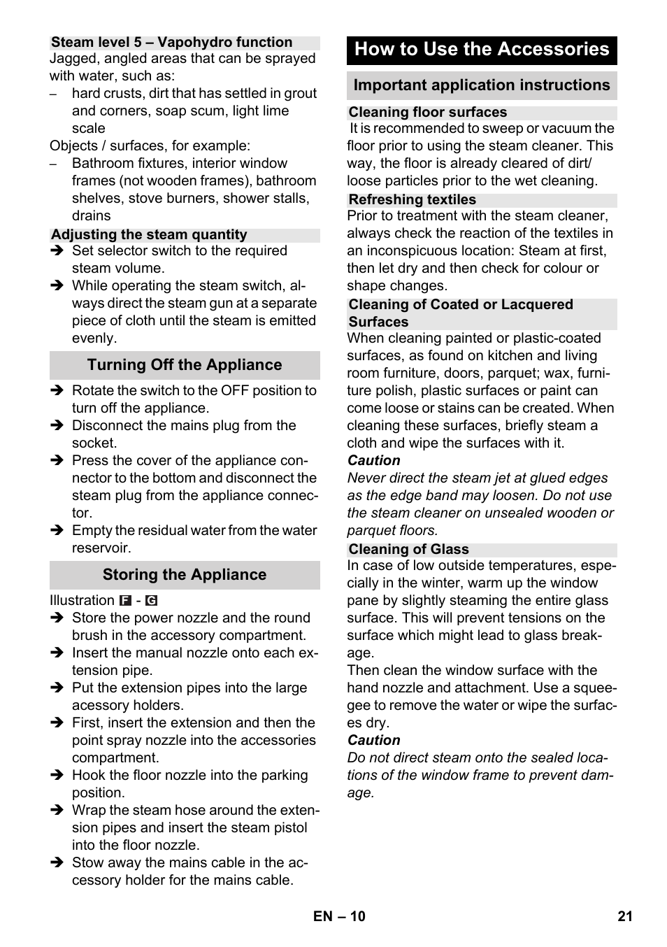 How to use the accessories | Karcher SC 6-800 C User Manual | Page 21 / 326