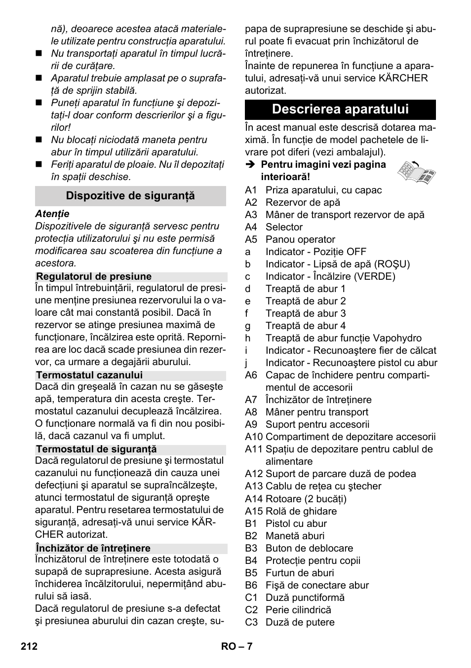 Descrierea aparatului | Karcher SC 6-800 C User Manual | Page 212 / 326