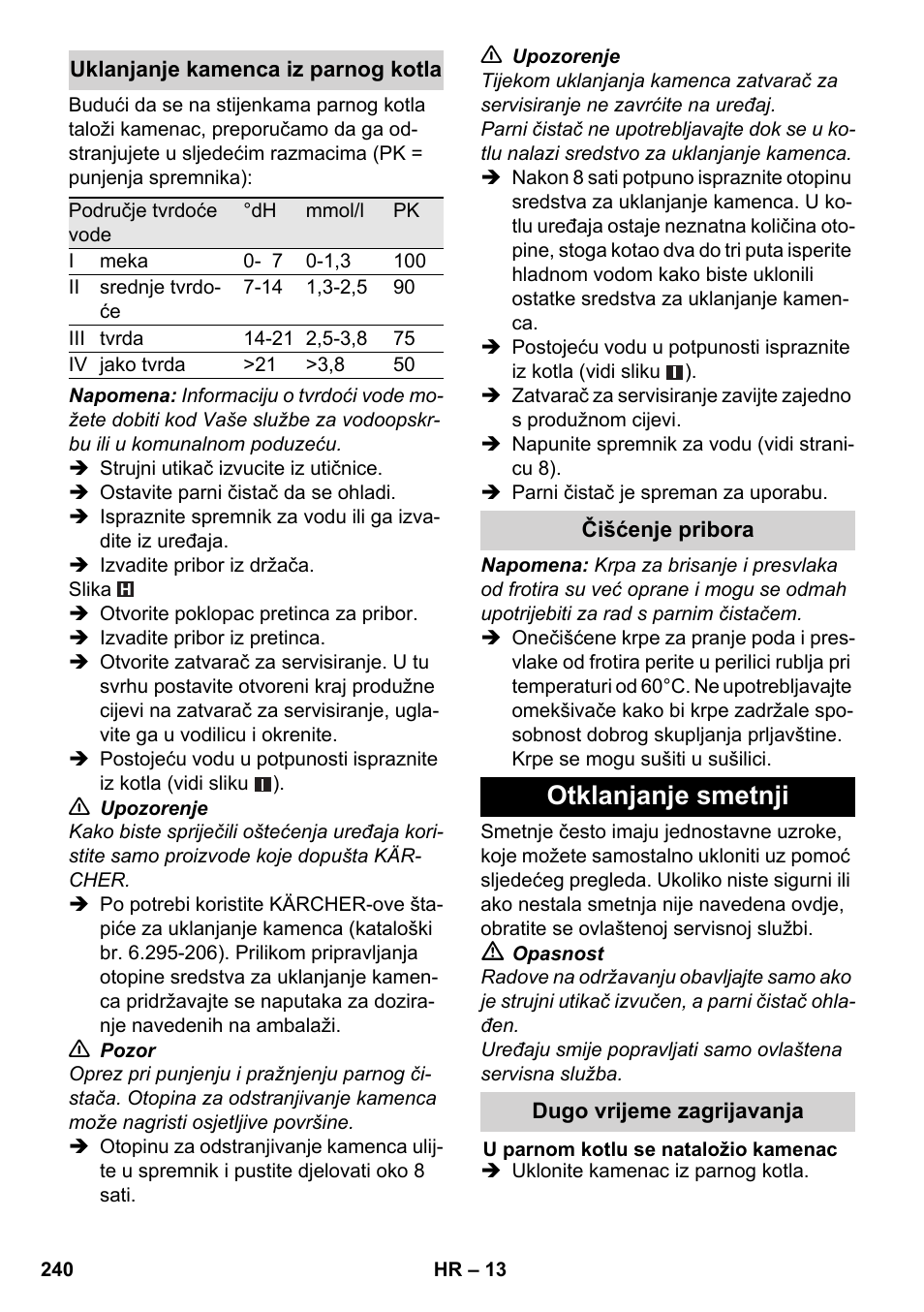 Otklanjanje smetnji | Karcher SC 6-800 C User Manual | Page 240 / 326